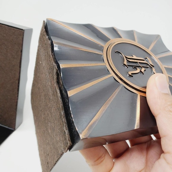 Monogram Metal Bronze & Black Finish Bookends Set of 2 - Picture 10 of 10